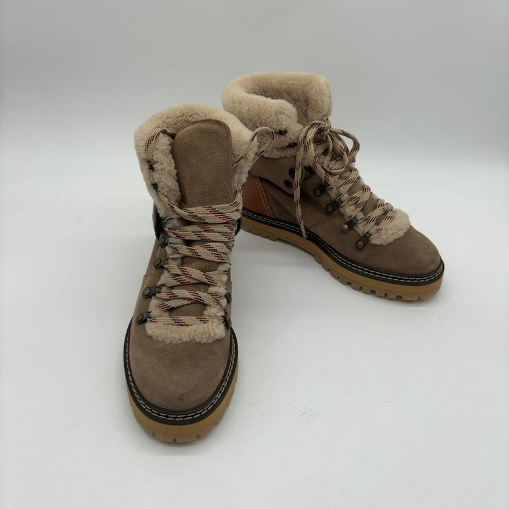 See By Chloe Eileen Hiking Boots Shearling Suede Leather